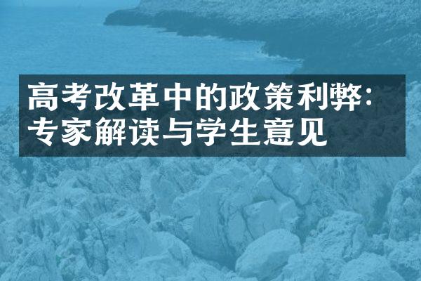 高考改革中的政策利弊：专家解读与学生意见