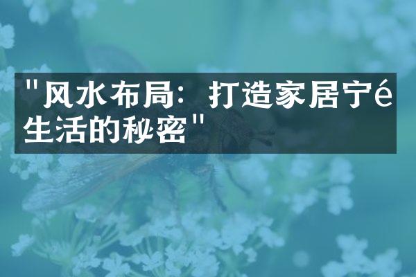 "风水布局：打造家居宁静生活的秘密"