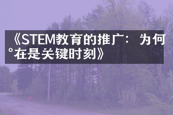 《STEM教育的推广：为何现在是关键时刻》