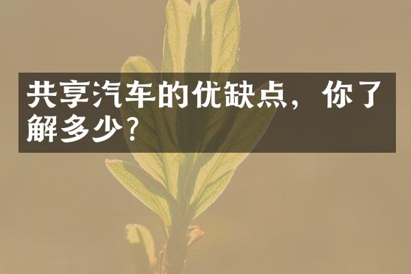 共享汽车的优缺点，你了解多少？