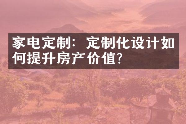 家电定制：定制化设计如何提升房产价值？