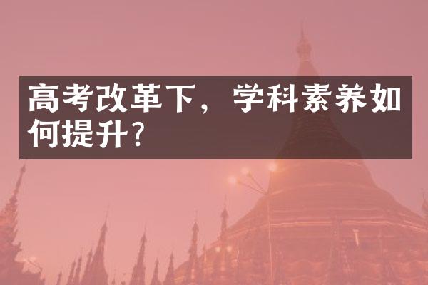 高考下，学科素养如何提升？