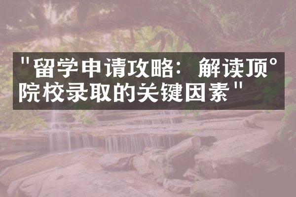 "留学申请攻略：解读顶尖院校录取的关键因素"