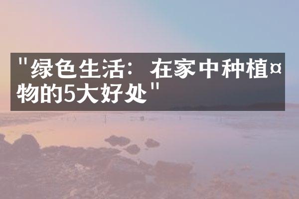 "绿色生活：在家中种植植物的5大好处"