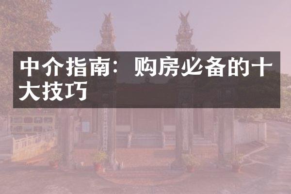 中介指南：购房必备的十大技巧