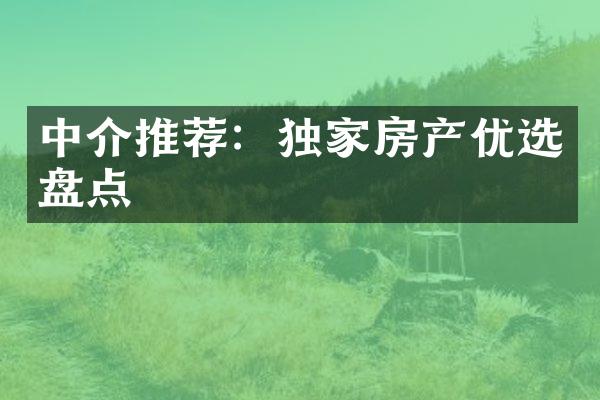 中介推荐：独家房产优选盘点