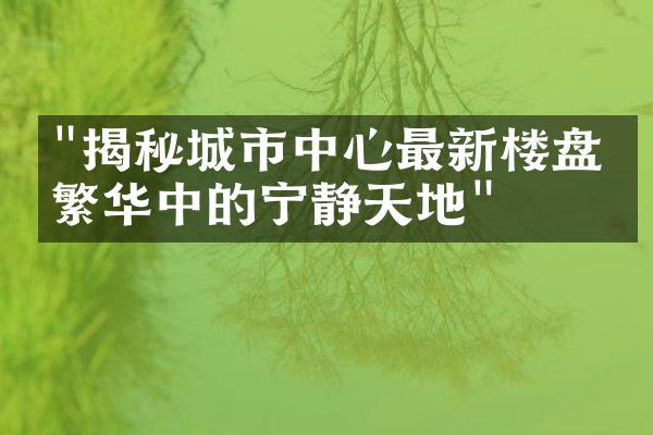 "揭秘城市中心最新楼盘：繁华中的宁静天地"