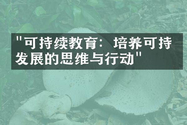 "可持续教育：培养可持续发展的思维与行动"