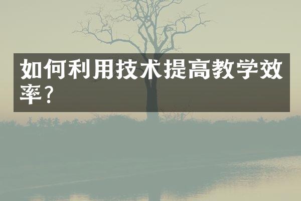 如何利用技术提高教学效率？