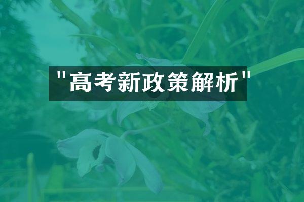 "高考新政策解析"