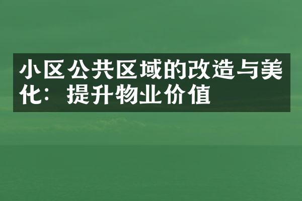 小区公共区域的改造与美化：提升物业价值