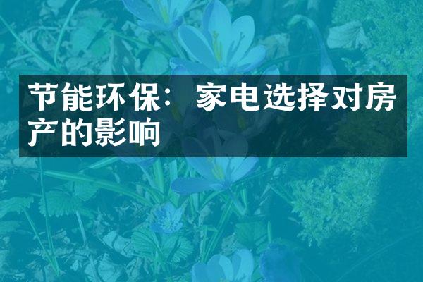 节能环保：家电选择对房产的影响