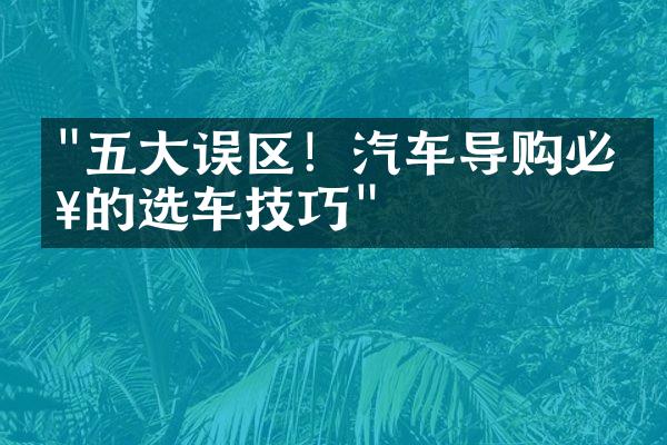 "五大误区！汽车导购必知的选车技巧"