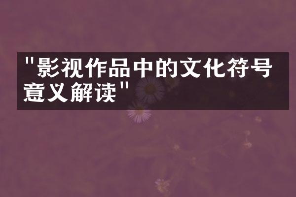 "影视作品中的文化符号与意义解读"