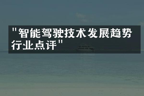 "智能驾驶技术发展趋势与行业点评"