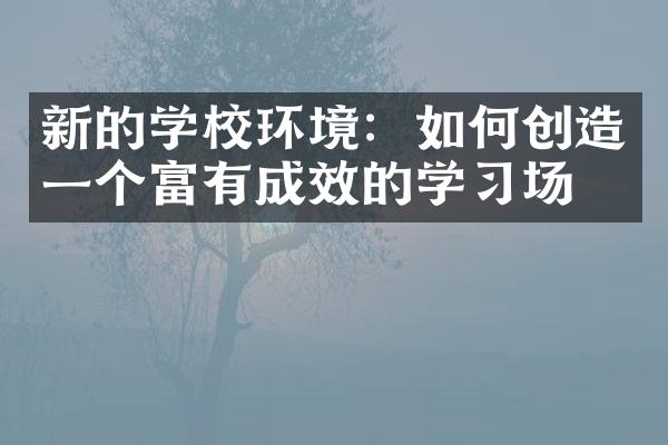 新的学校环境：如何创造一个富有成效的学习场所