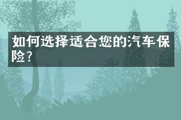 如何选择适合您的汽车保险？