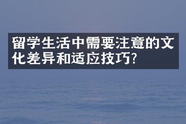 留学生活中需要注意的文化差异和适应技巧？