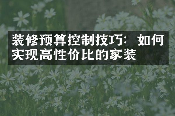 装修预算控制技巧：如何实现高性价比的家装