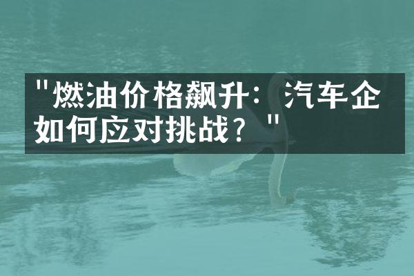 "燃油价格飙升：汽车企业如何应对挑战？"