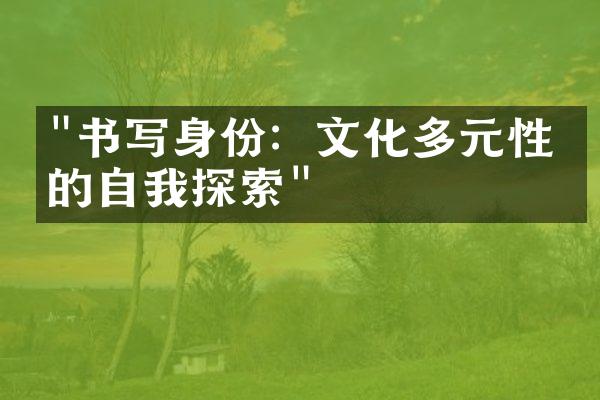 "书写身份：文化多元性下的自我探索"