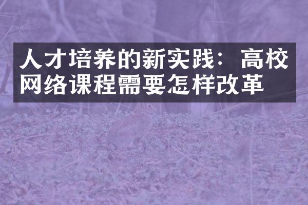 人才培养的新实践：高校网络课程需要怎样？