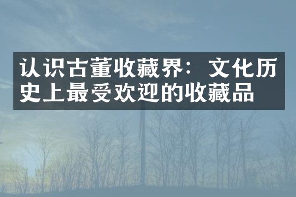 认识古董收藏界：文化历史上最受欢迎的收藏品