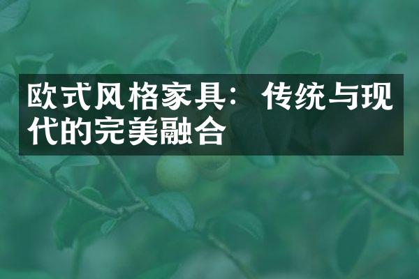 欧式风格家具：传统与现代的完美融合