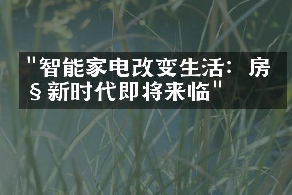 "智能家电改变生活：房产新时代即将来临"