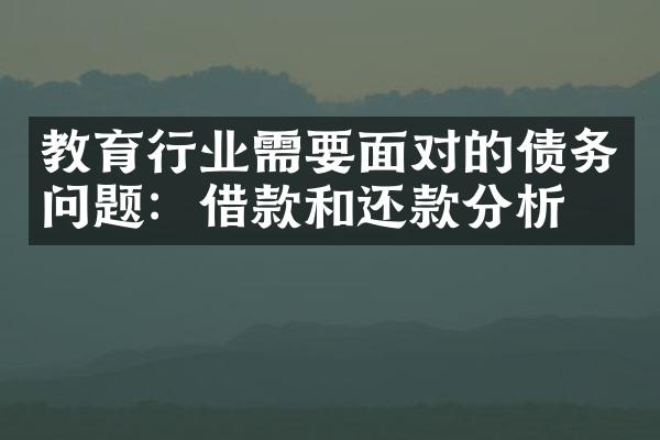 教育行业需要面对的债务问题：借款和还款分析