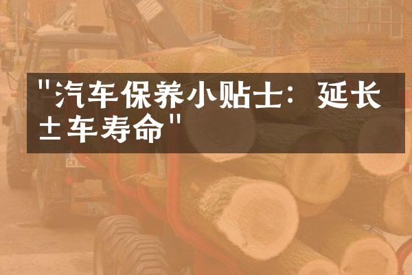 "汽车保养小贴士：延长爱车寿命"