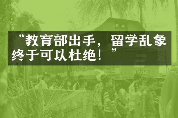 “教育部出手，留学乱象终于可以杜绝！”