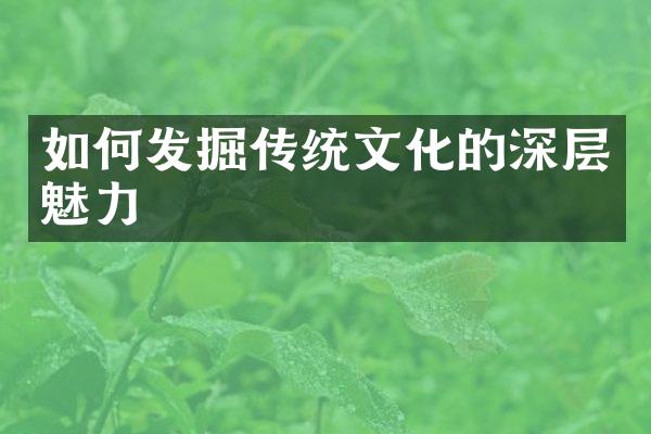 如何发掘传统文化的深层魅力