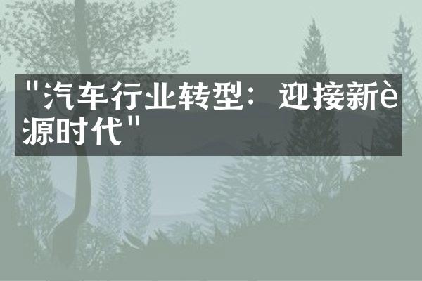 "汽车行业转型：迎接新能源时代"