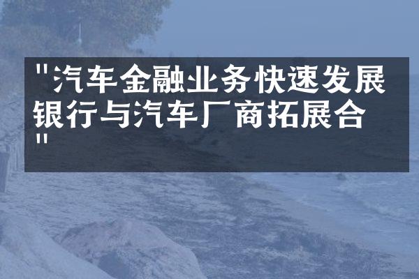 "汽车金融业务快速发展，银行与汽车厂商拓展合作"