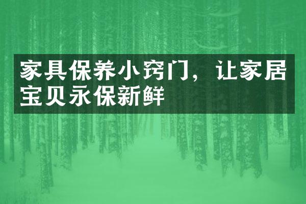 家具保养小窍门，让家居宝贝永保新鲜