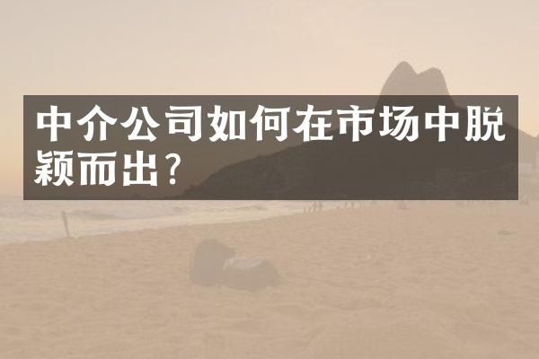 中介公司如何在市场中脱颖而出？