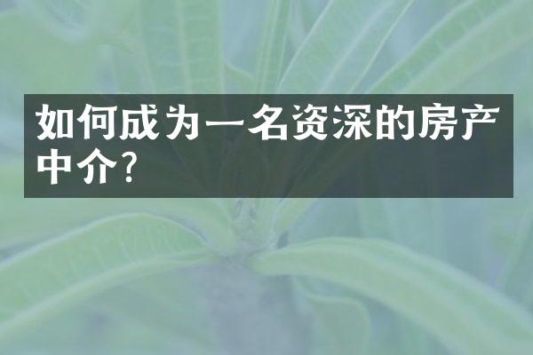 如何成为一名资深的房产中介？