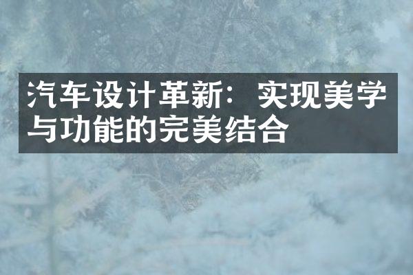 汽车设计革新：实现美学与功能的完美结合