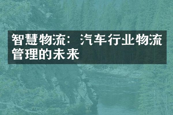 智慧物流：汽车行业物流管理的未来