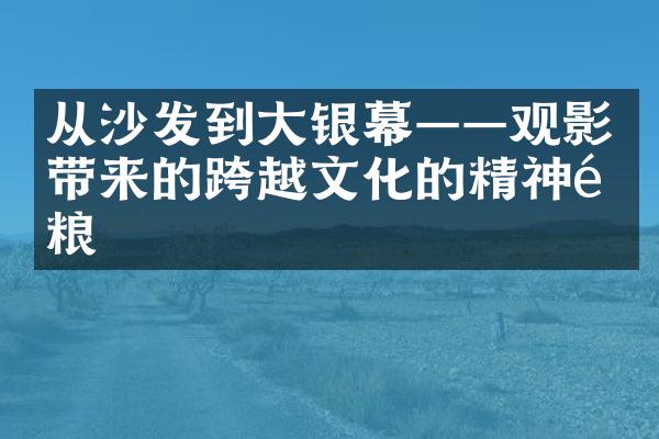 从沙发到银幕——观影带来的跨越文化的精神食粮