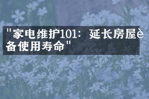 "家电维护101：延长房屋设备使用寿命"