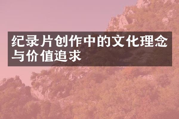 纪录片创作中的文化理念与价值追求