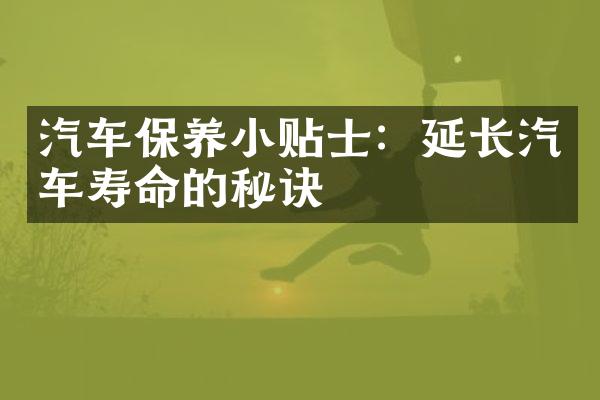 汽车保养小贴士：延长汽车寿命的秘诀