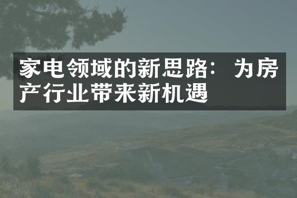 家电领域的新思路：为房产行业带来新机遇