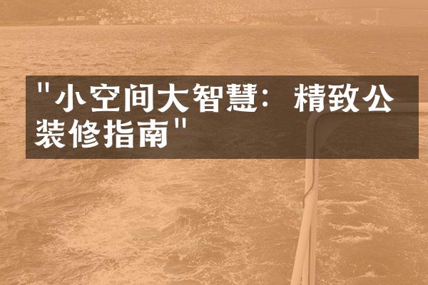 "小空间大智慧：精致公寓装修指南"