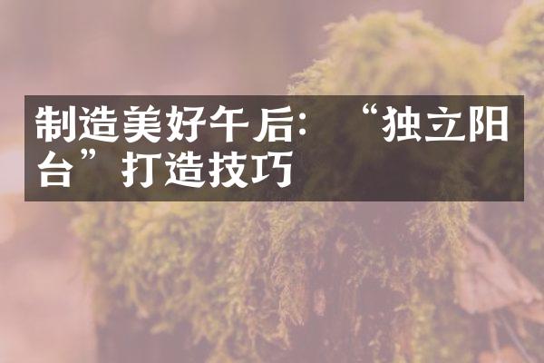 制造美好午后：“独立阳台”打造技巧