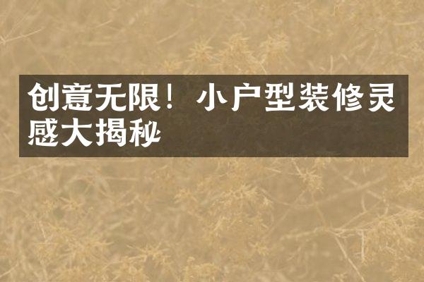 创意无限！小户型装修灵感揭秘