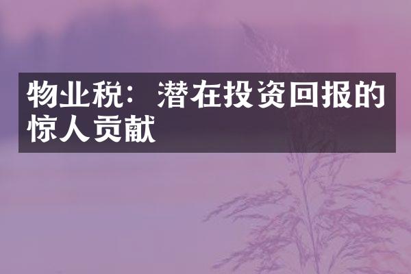 物业税：潜在投资回报的惊人贡献