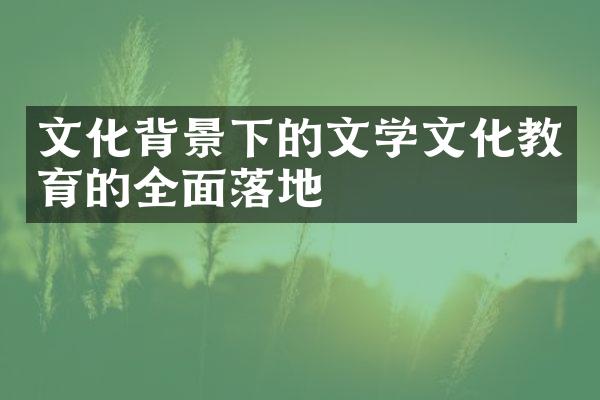 文化背景下的文学文化教育的全面落地